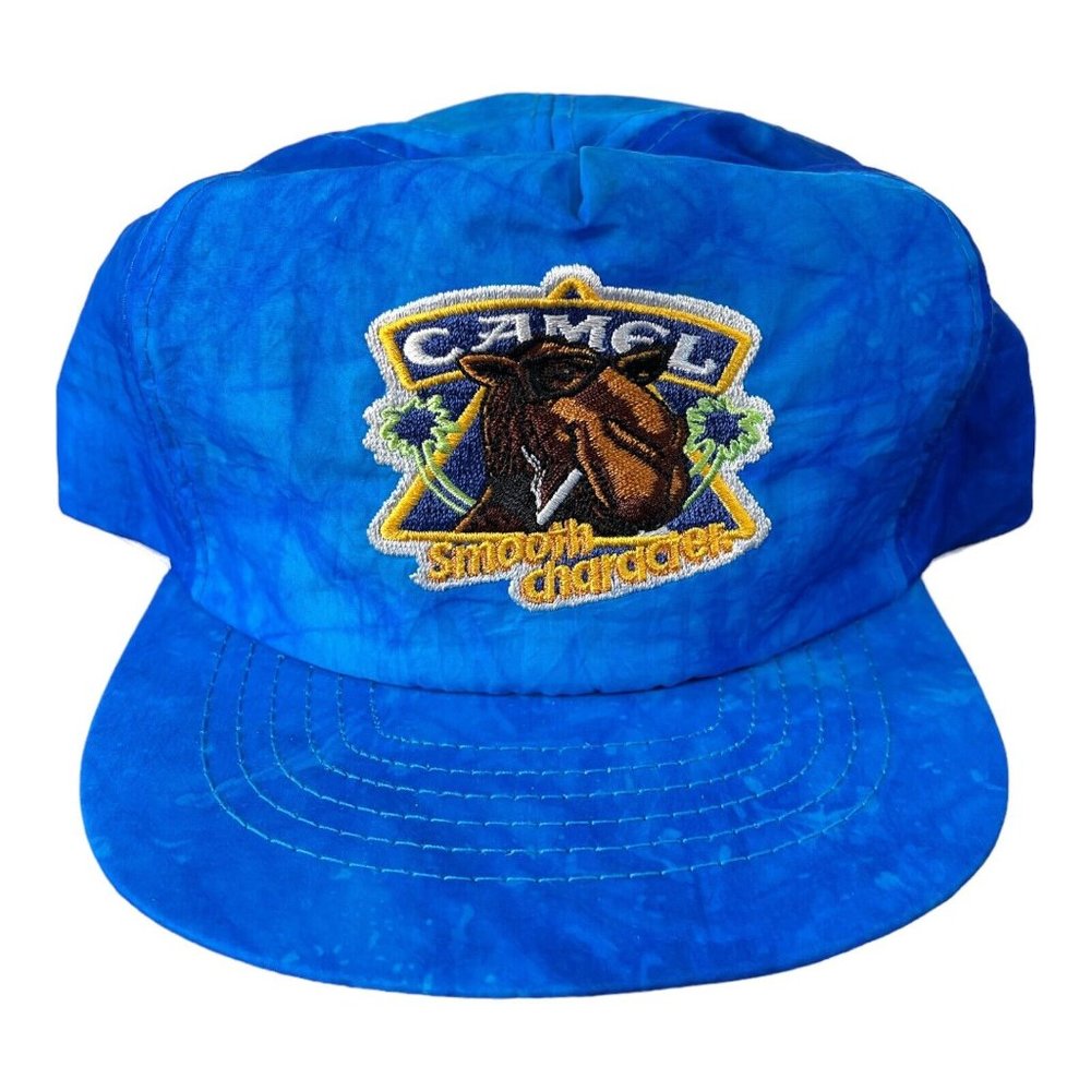 Vintage Joe Camel Smooth Character Blue Nylon Tie-Die Snapback Hat Retro